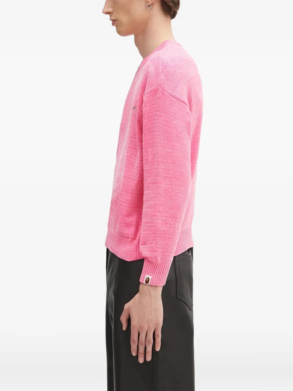 A BATHING APE embroidered crew-neck sweater Roze