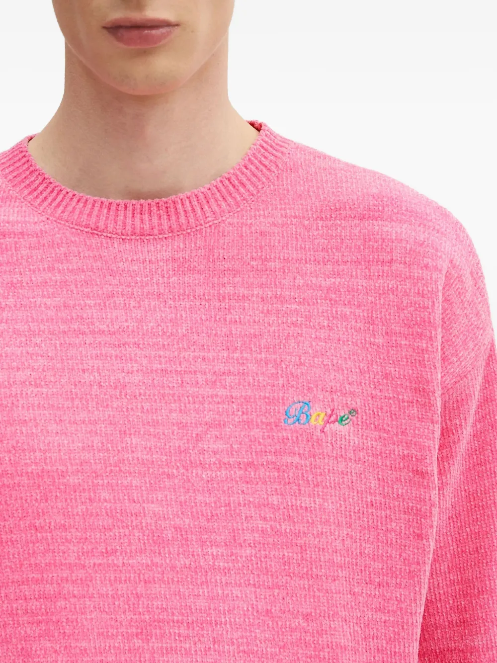 A BATHING APE embroidered crew-neck sweater Roze