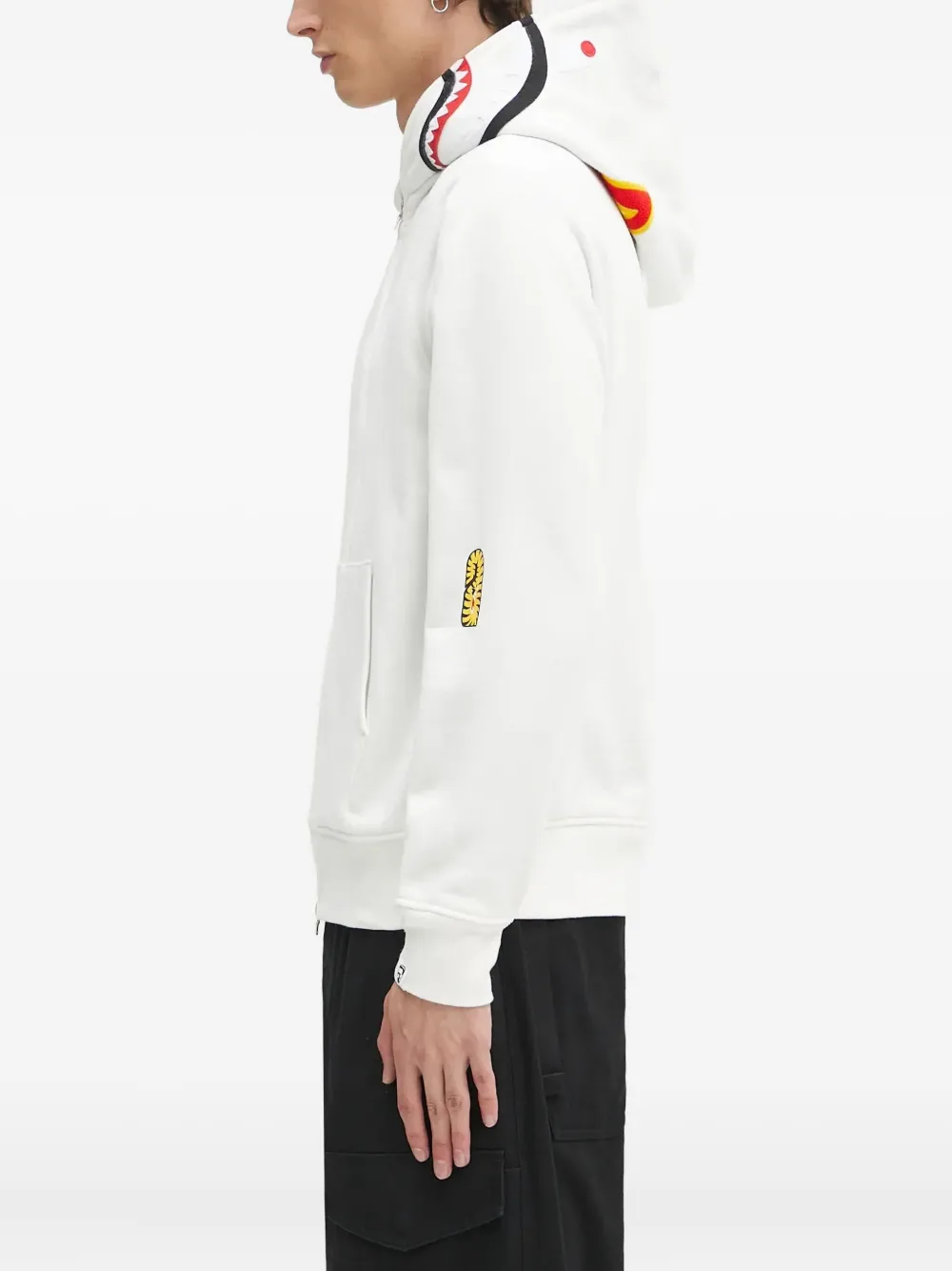 A BATHING APE shark-motif zip-up hoodie Wit
