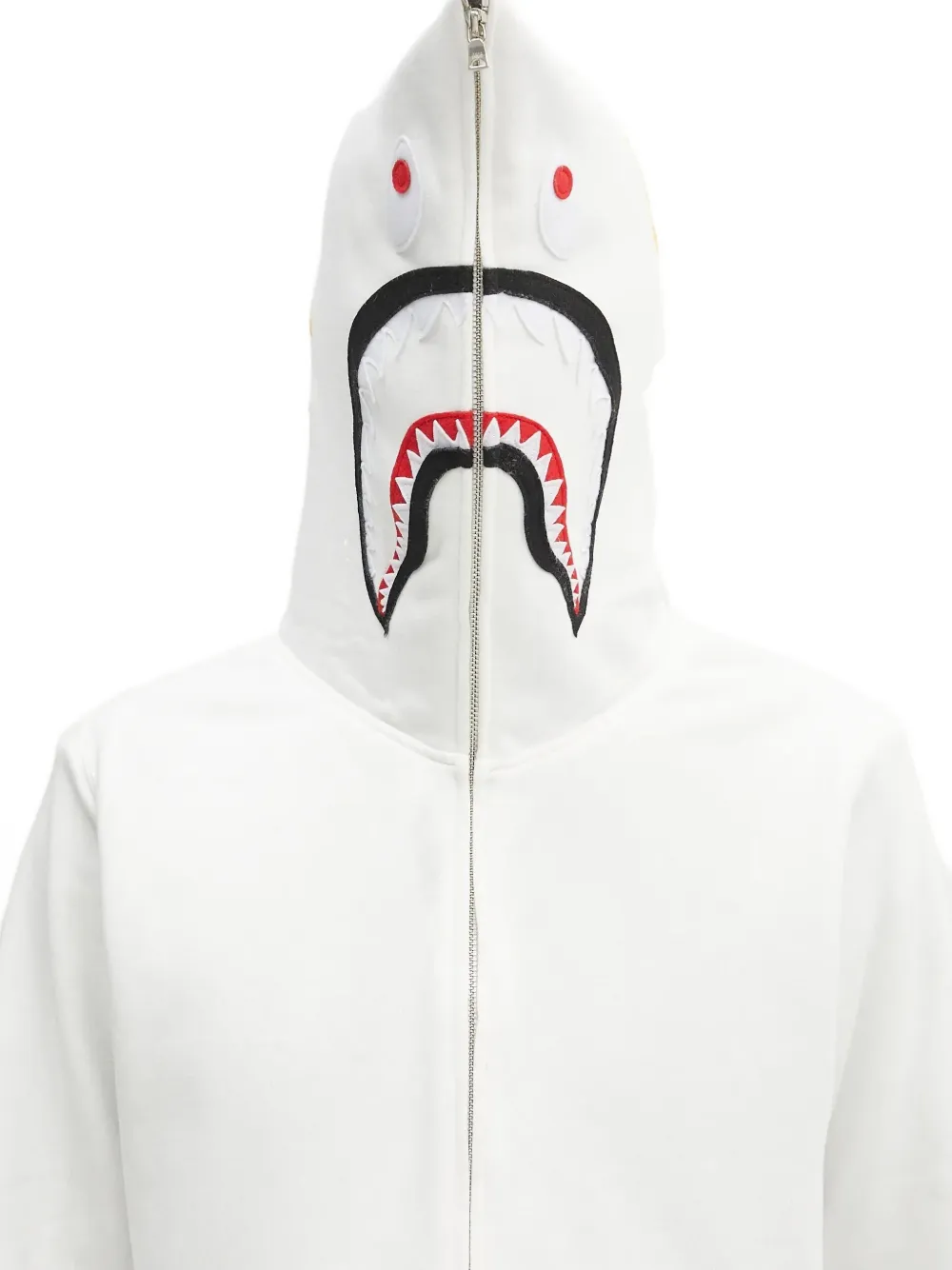 A BATHING APE shark-motif zip-up hoodie Wit