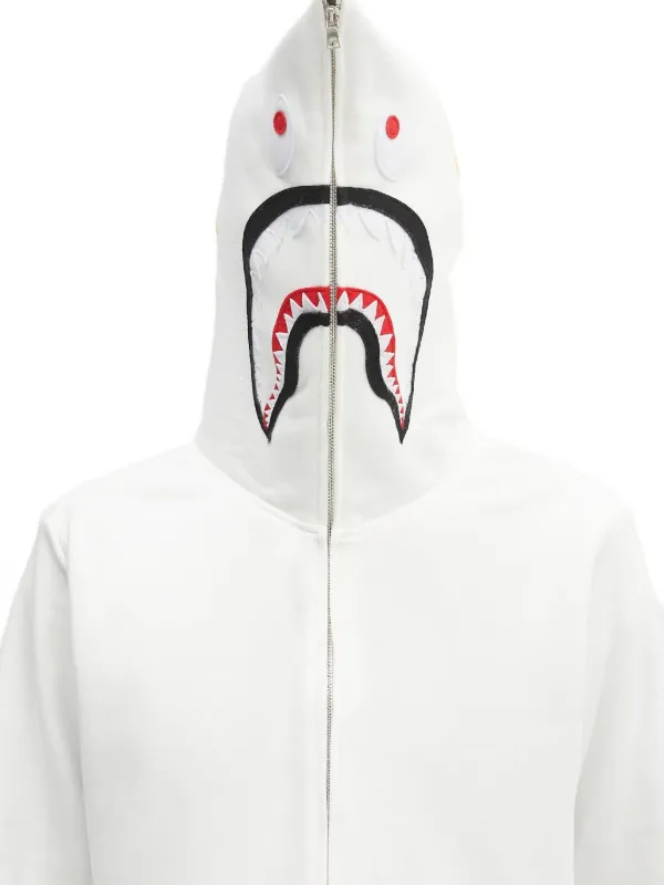 エイプシャークフード ホワイト ジップアップパーカー A BATHING APE® シャークモチーフ ジップアップ パーカー | ホワイト
