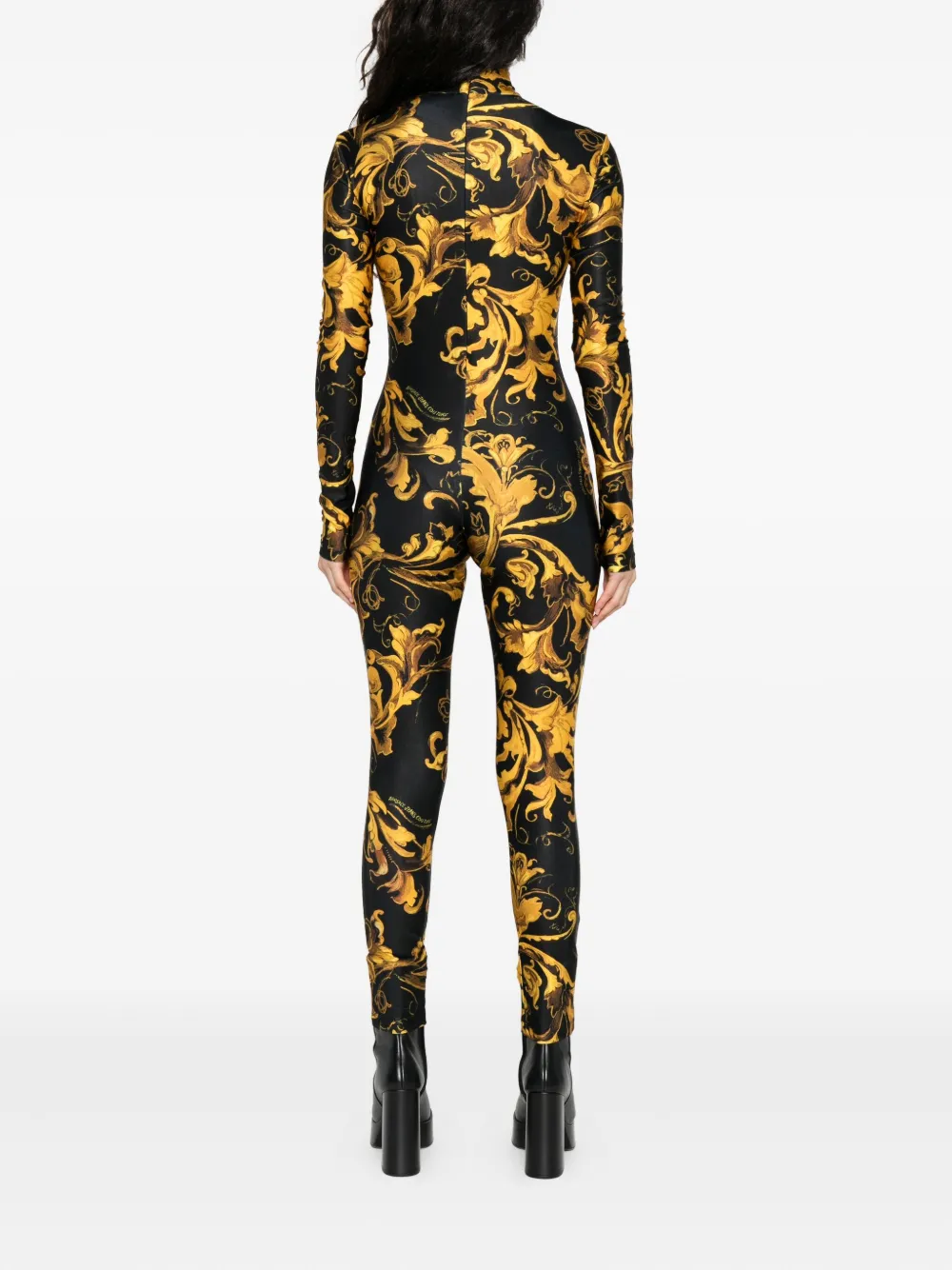 Versace Jeans Couture Baroque-print High-neck Jumpsuit In Multi