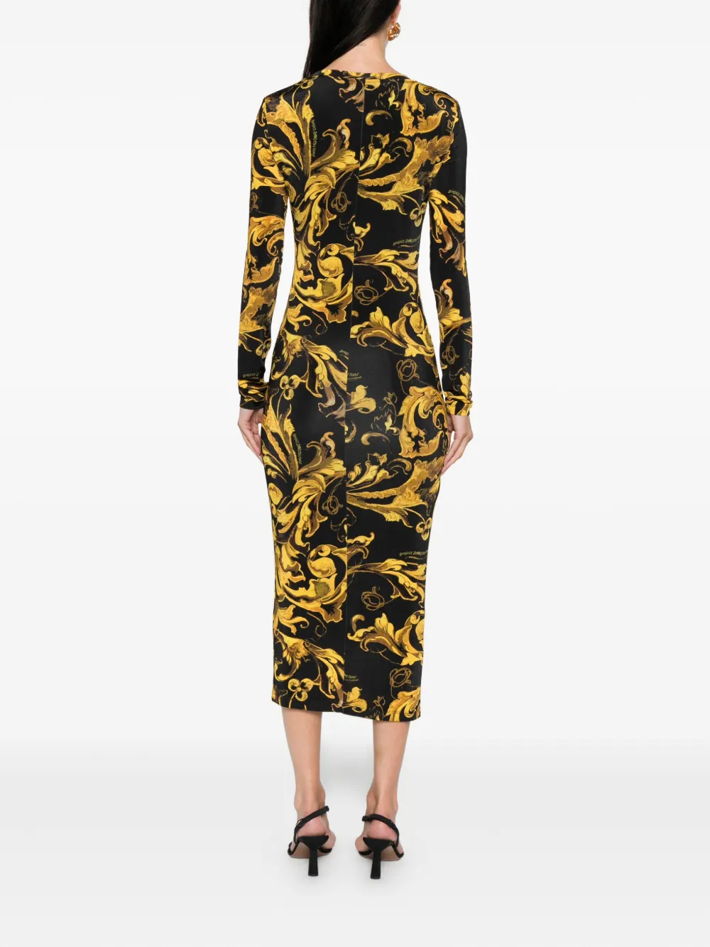 Versace Jeans Couture Barocco-print midi dress Zwart