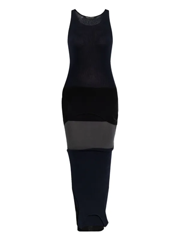 Balenciaga Ribbed Layered Dress in Black