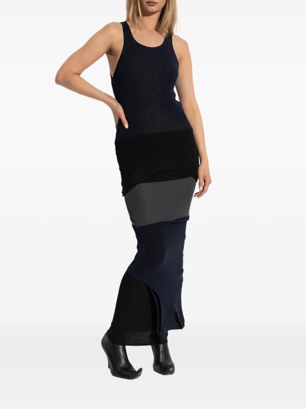 Balenciaga Geribbelde gelaagde jurk Zwart