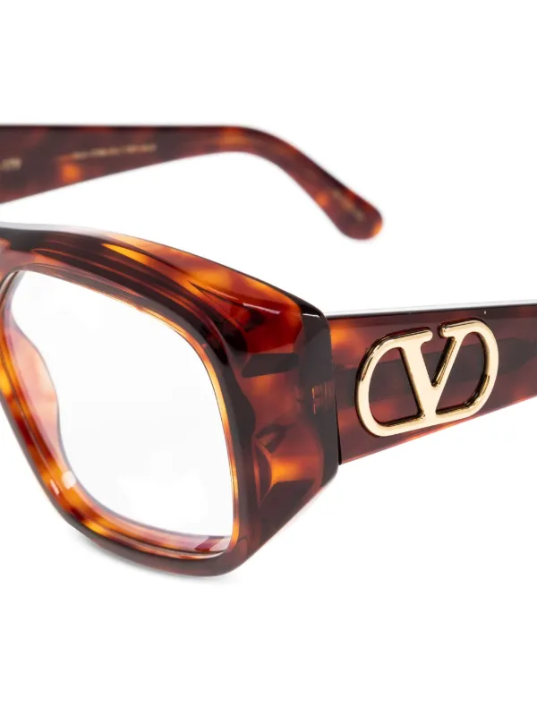 VALENTINO 長方形フレームメガネ 【関税込】 VALENTINO GARAVANI EYEWEAR rectangle-frame Glasses | Brown