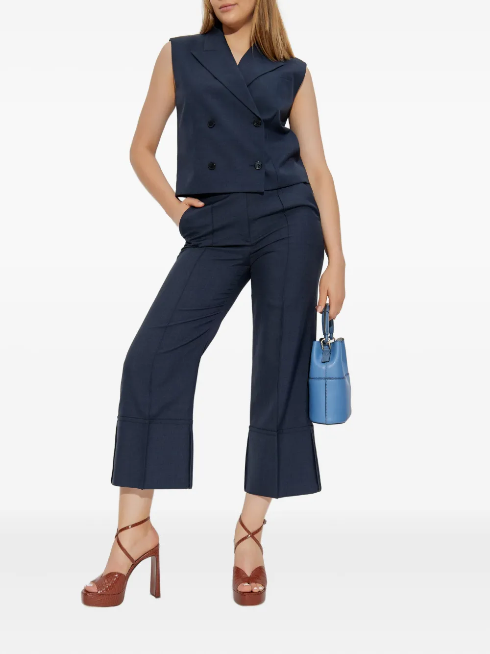 Theory double-breasted sleeveless vest Blauw