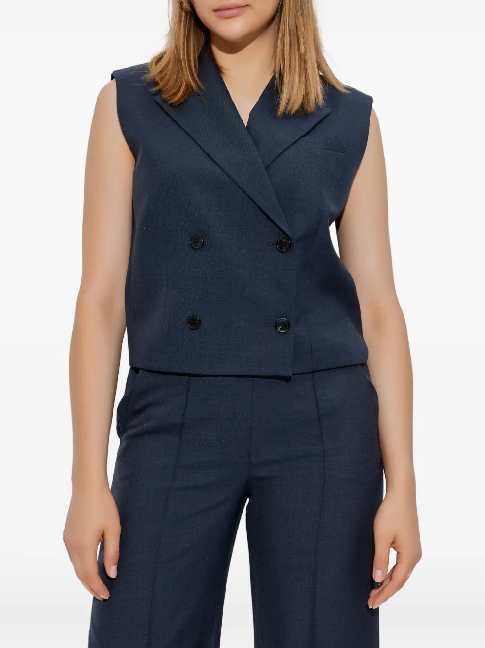 Theory double-breasted sleeveless vest Blauw