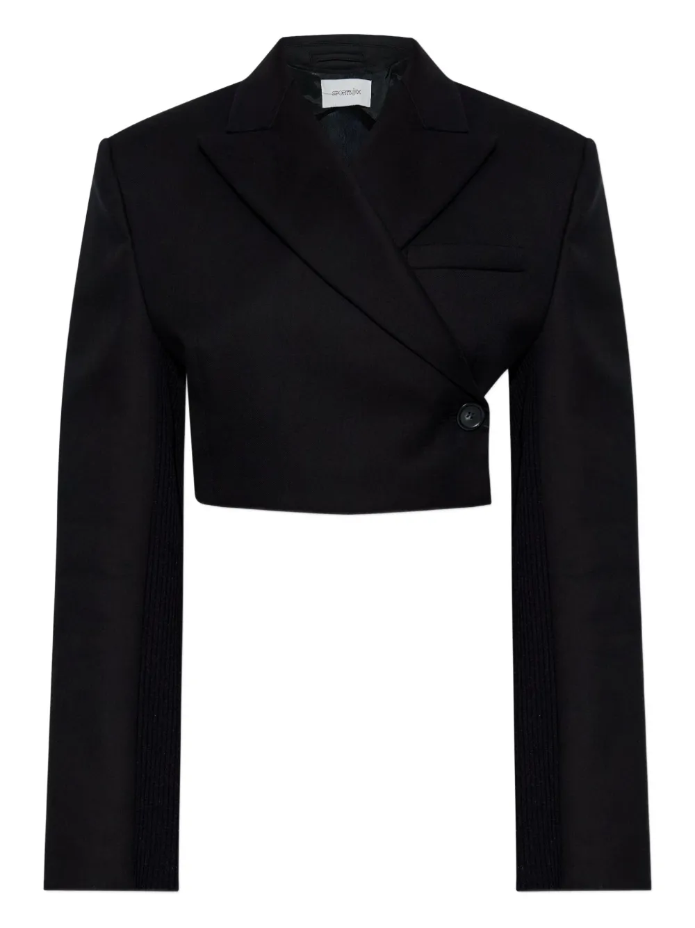 Sportmax cropped knitted-sleeve blazer Zwart