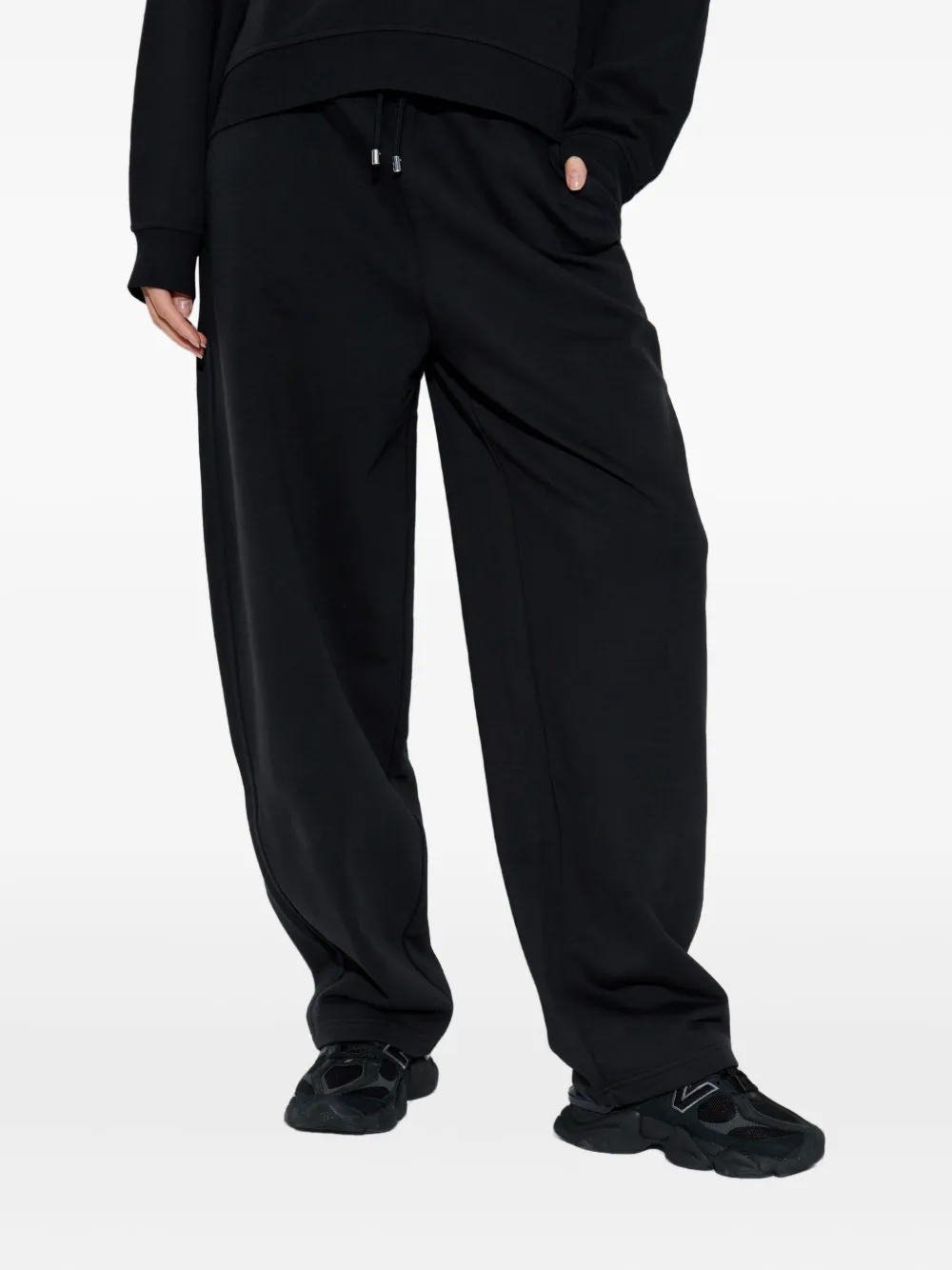 Sportmax Lord Drawstring Cotton Track Pants In Black