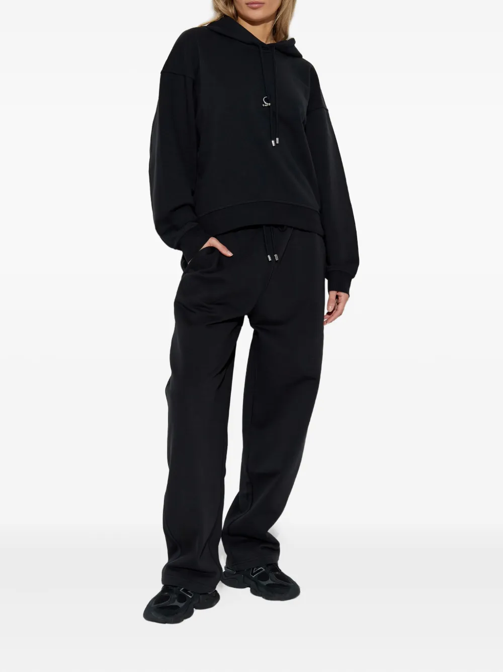 Sportmax Lord Drawstring Cotton Track Pants In Black
