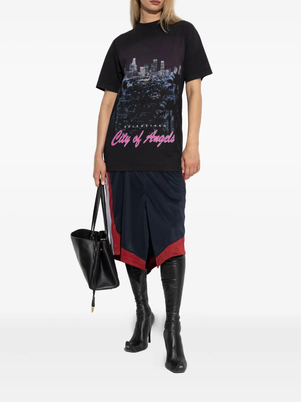 Balenciaga Gelaagde jurk met print Zwart