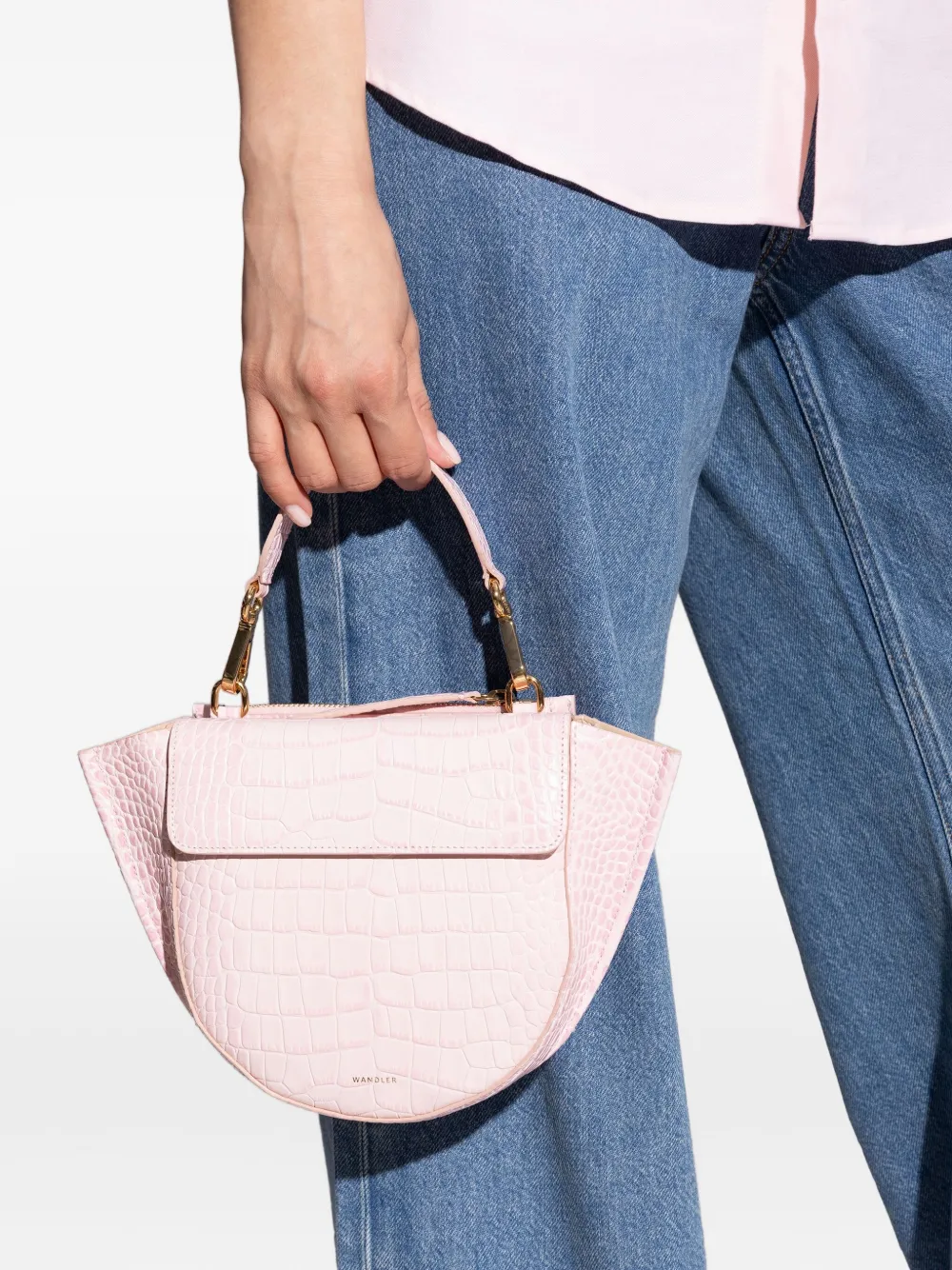 Wandler mini Hortensia crocodile-effect tote bag Roze
