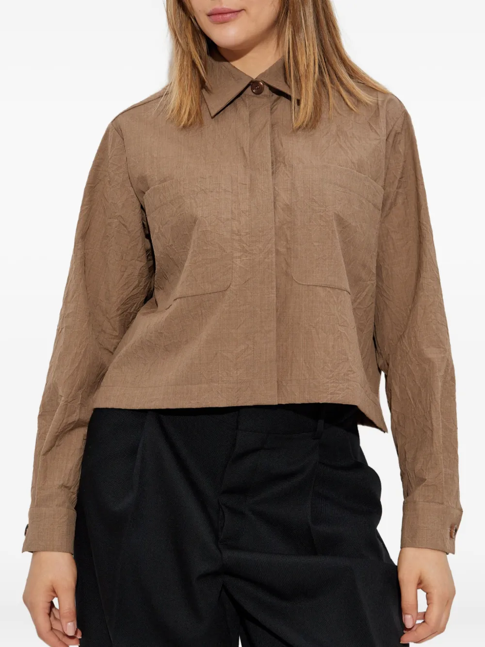 Max Mara Blouse met getextureerde zak Bruin