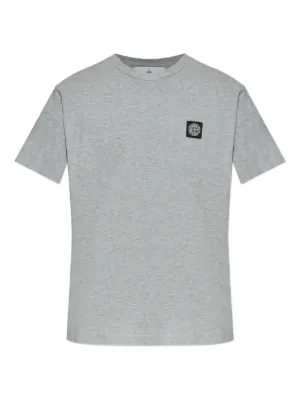 Stone Island logo-patch short-sleeve T-shirt | Grey | FARFETCH CA