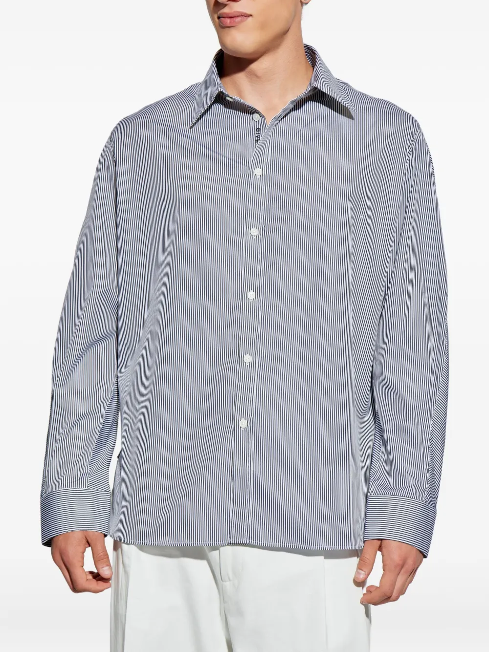Givenchy Couture Seam Cocoon gestreept popeline overhemd Blauw