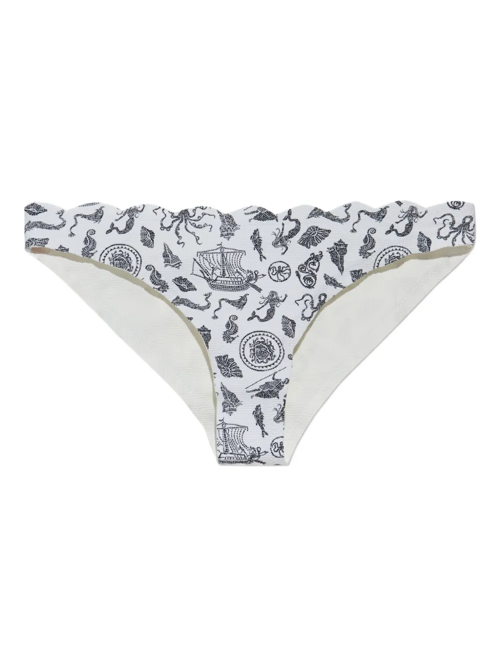 Marysia scalloped cameo-print bikini briefs Wit