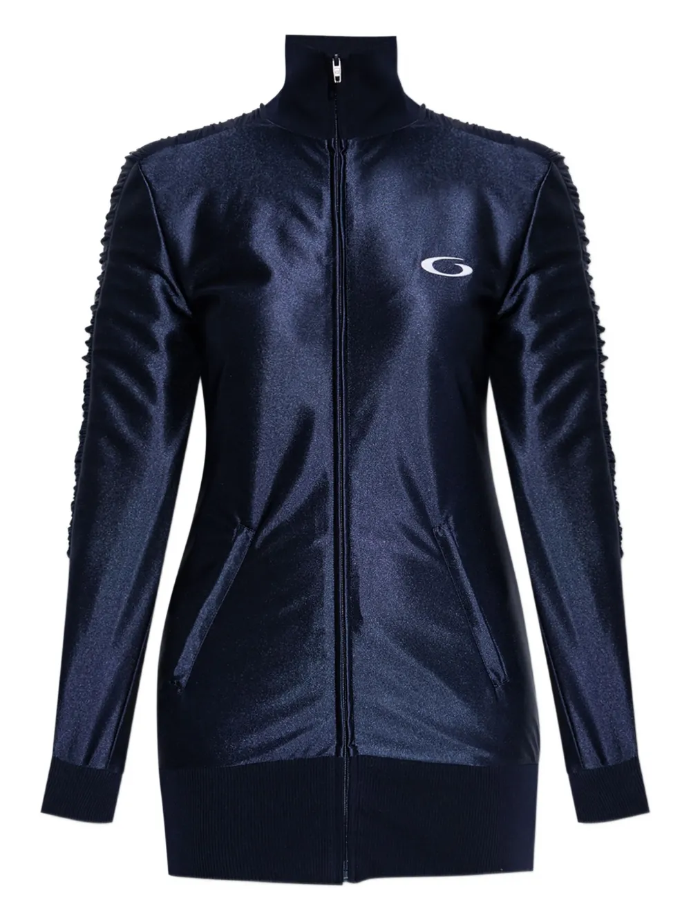 Balenciaga Jurk met ruches en rits Blauw