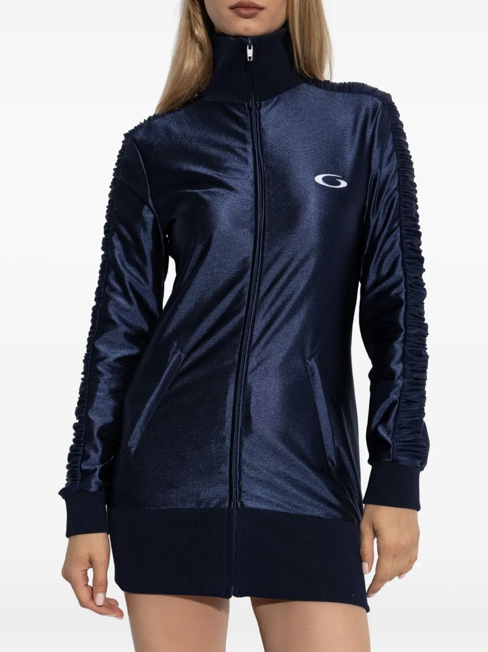 Balenciaga Jurk met ruches en rits Blauw