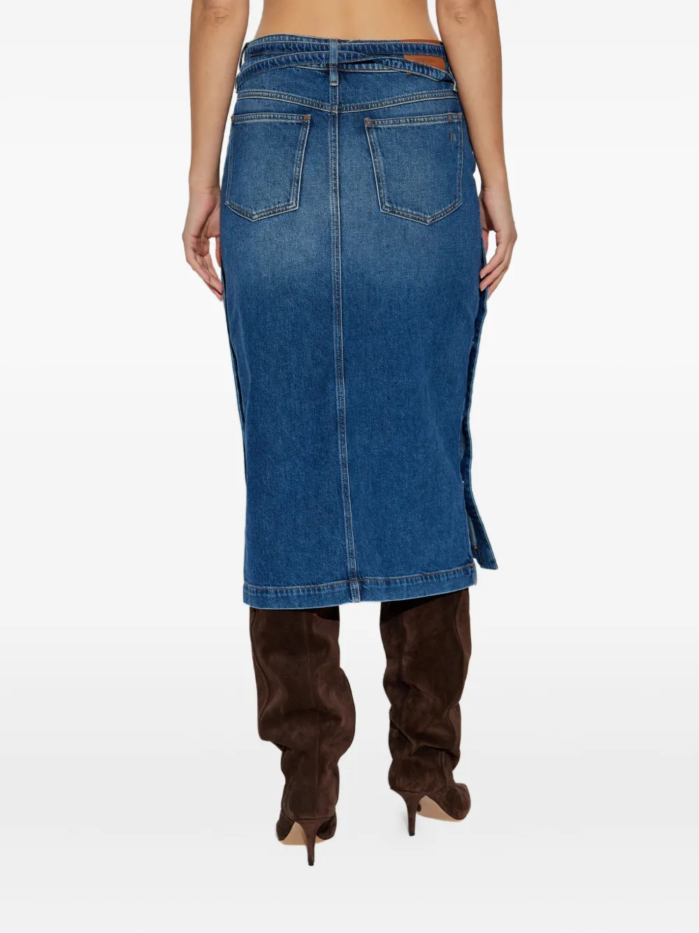 Sportmax belted denim skirt Blauw
