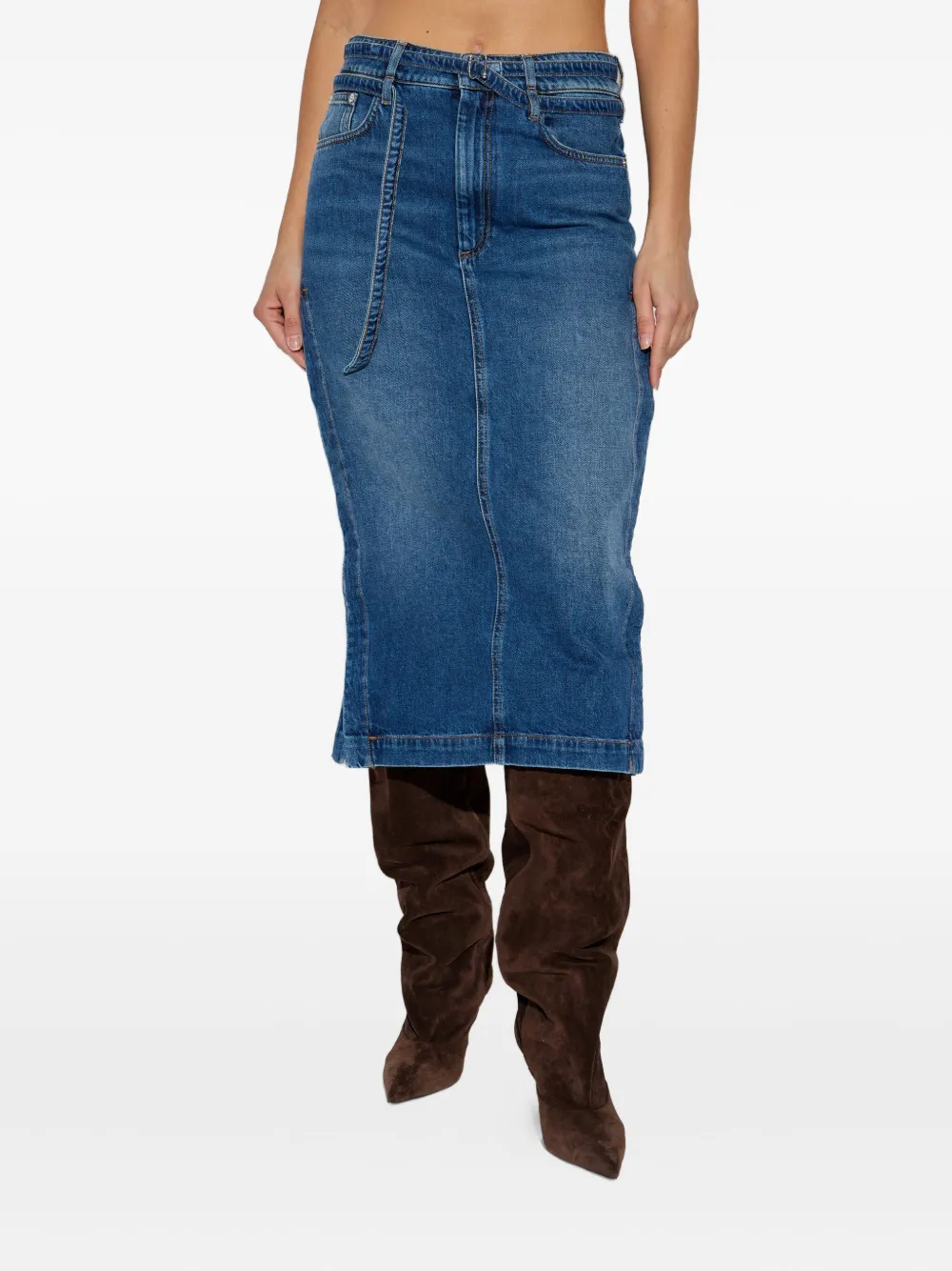 Sportmax belted denim skirt Blauw