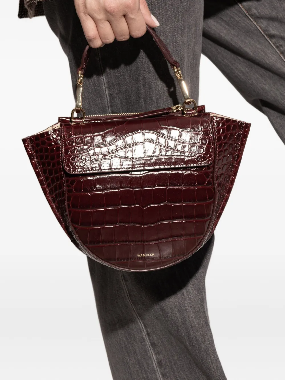 Wandler crocodile-embossed tote bag Rood