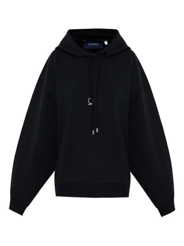 Sportmax Ring-detail Drawstring Hoodie in Black