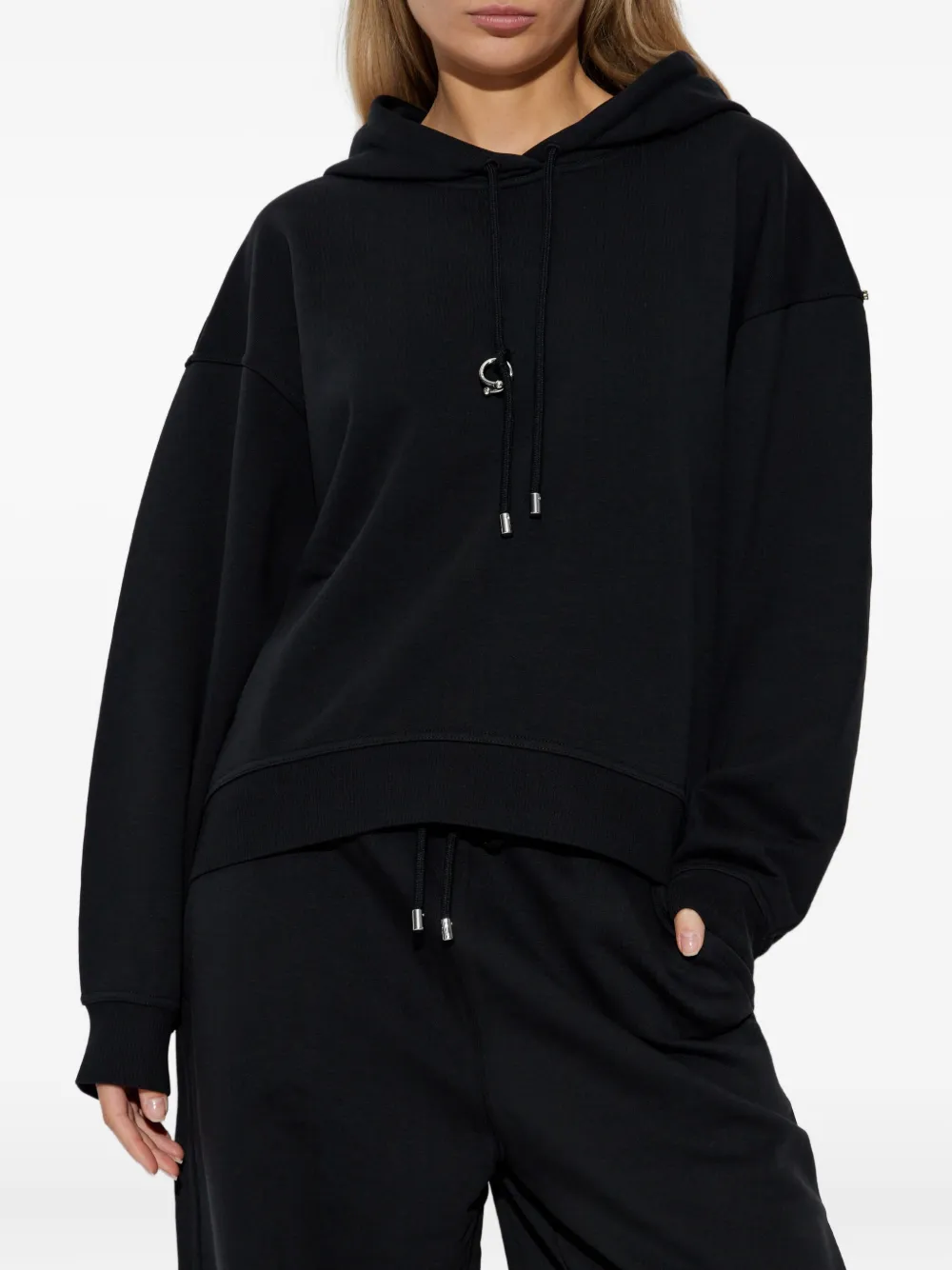 Sportmax Hoodie met trekkoord en ringdetail Zwart