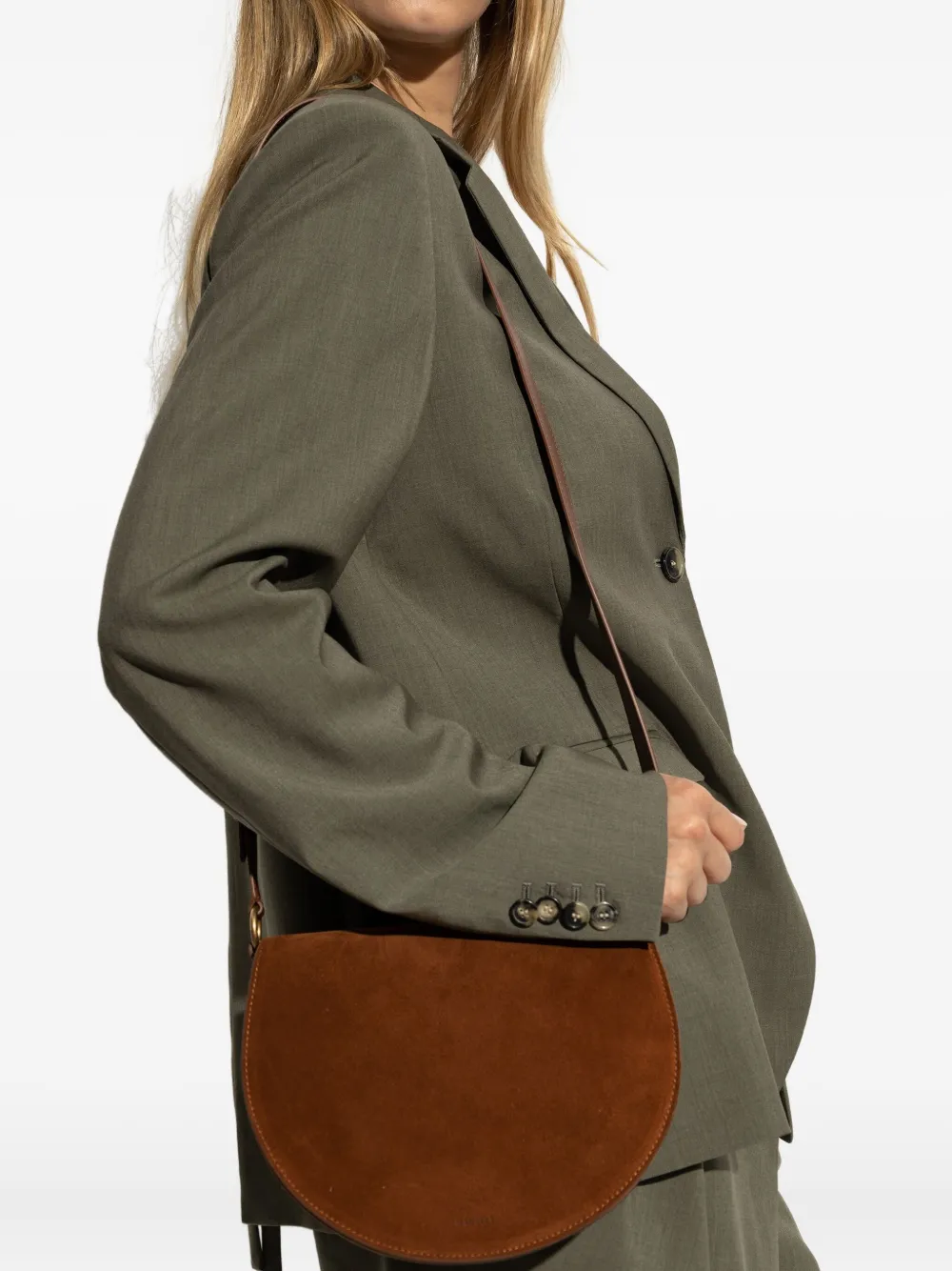 Wandler Half-moon Suede Cross Body Bag In Brown