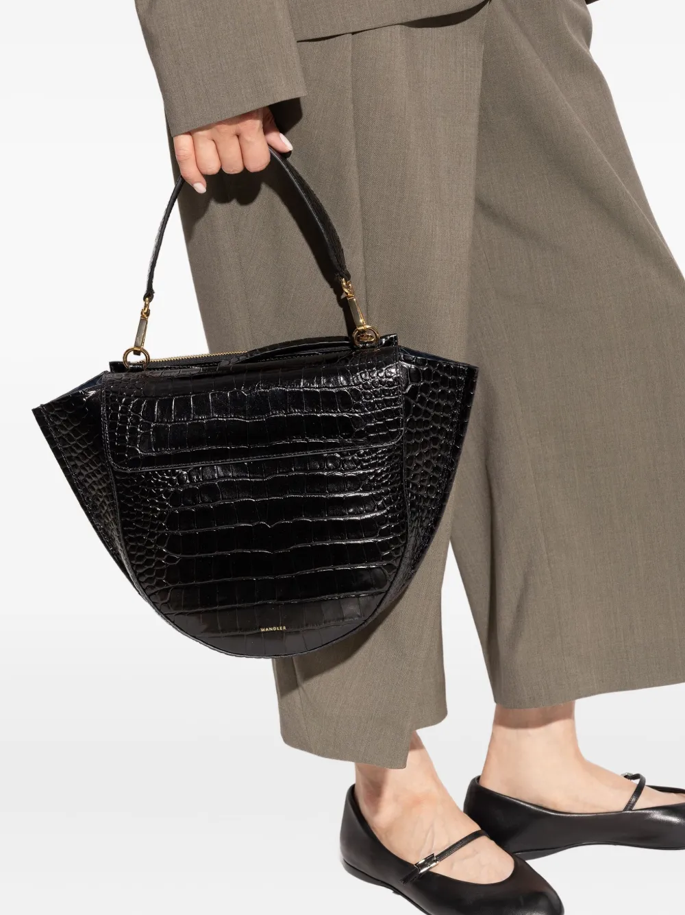 Wandler Mia crocodile-effect tote bag Zwart