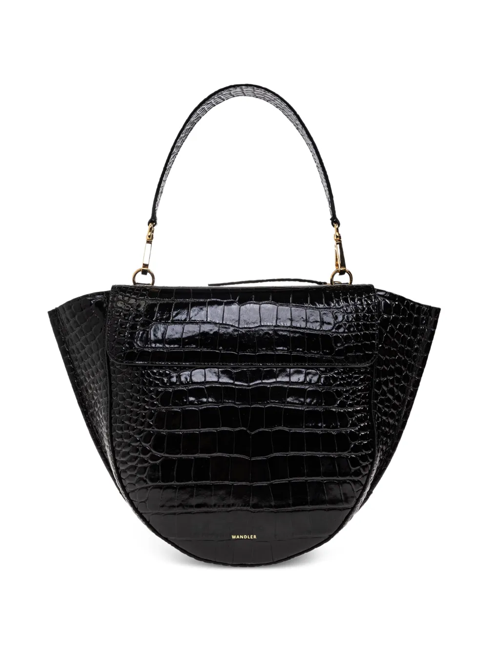 Wandler Mia shopper met krokodillen-reliëf Zwart