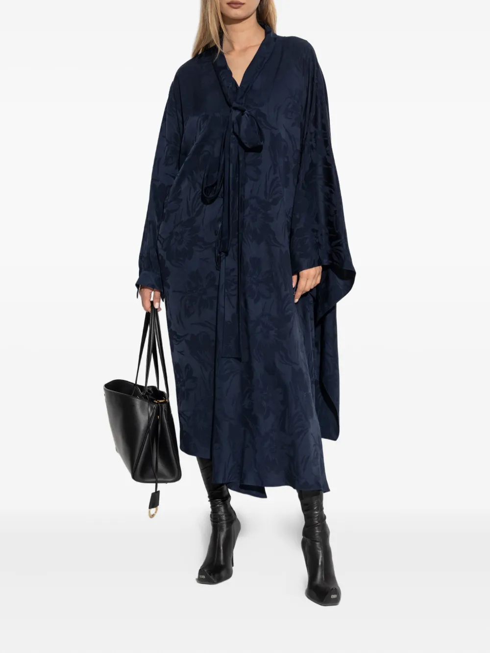 Balenciaga Abito asimmetrico a fiori - Blu