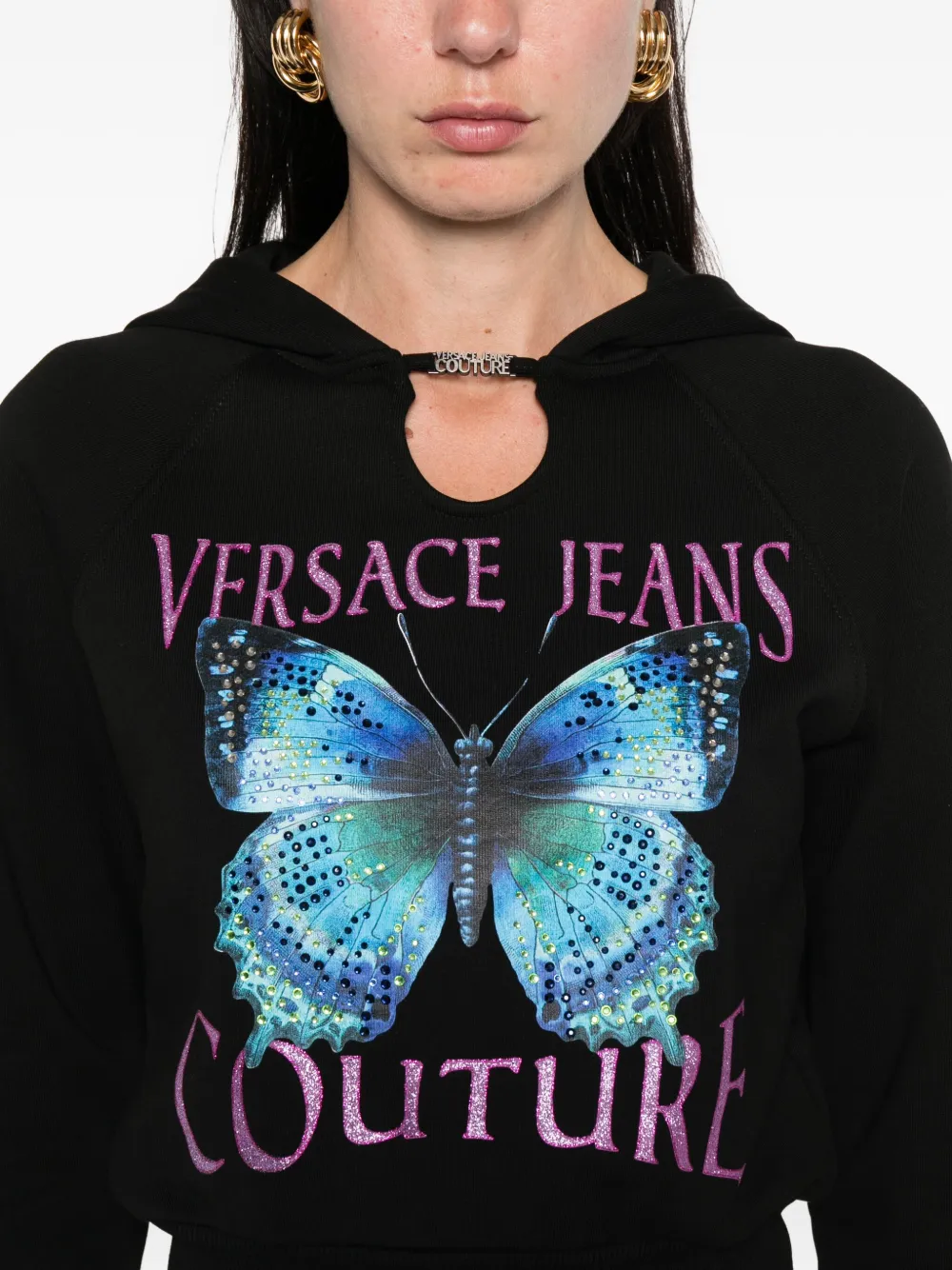 Versace Jeans Couture butterfly-print hoodie Zwart