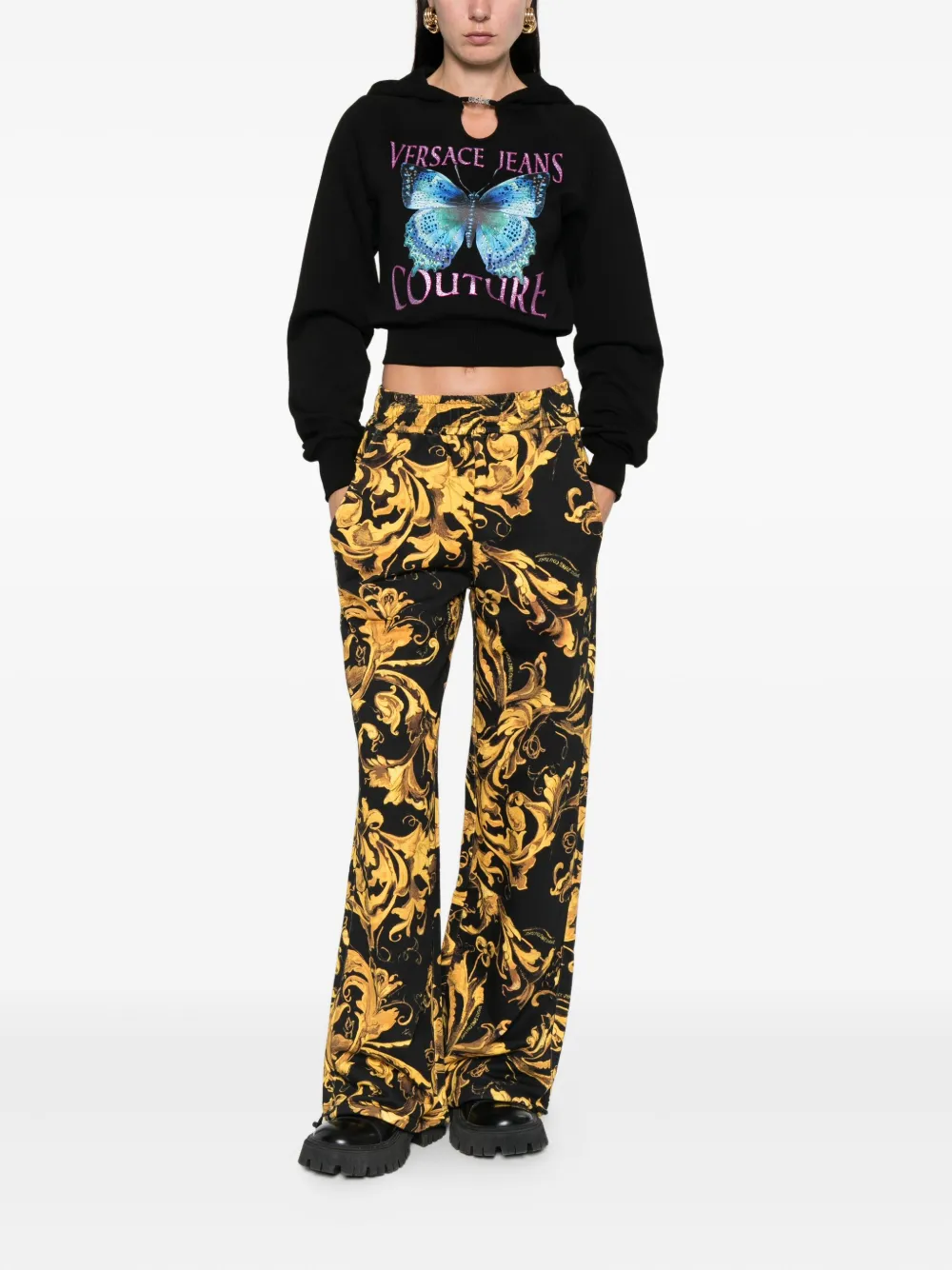 Versace Jeans Couture butterfly-print hoodie Zwart