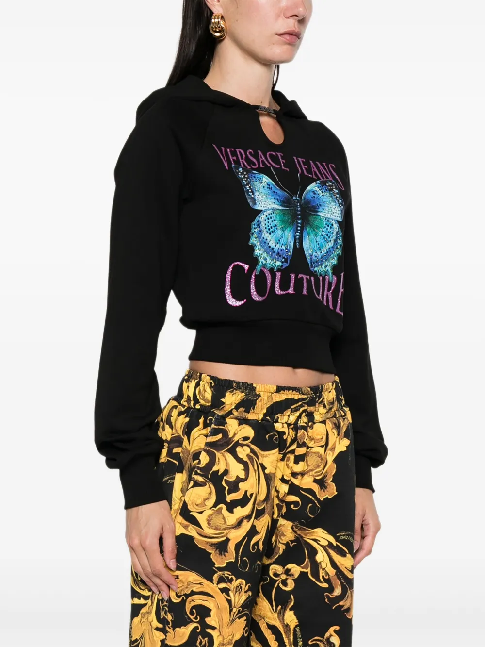 Versace Jeans Couture butterfly-print hoodie Zwart