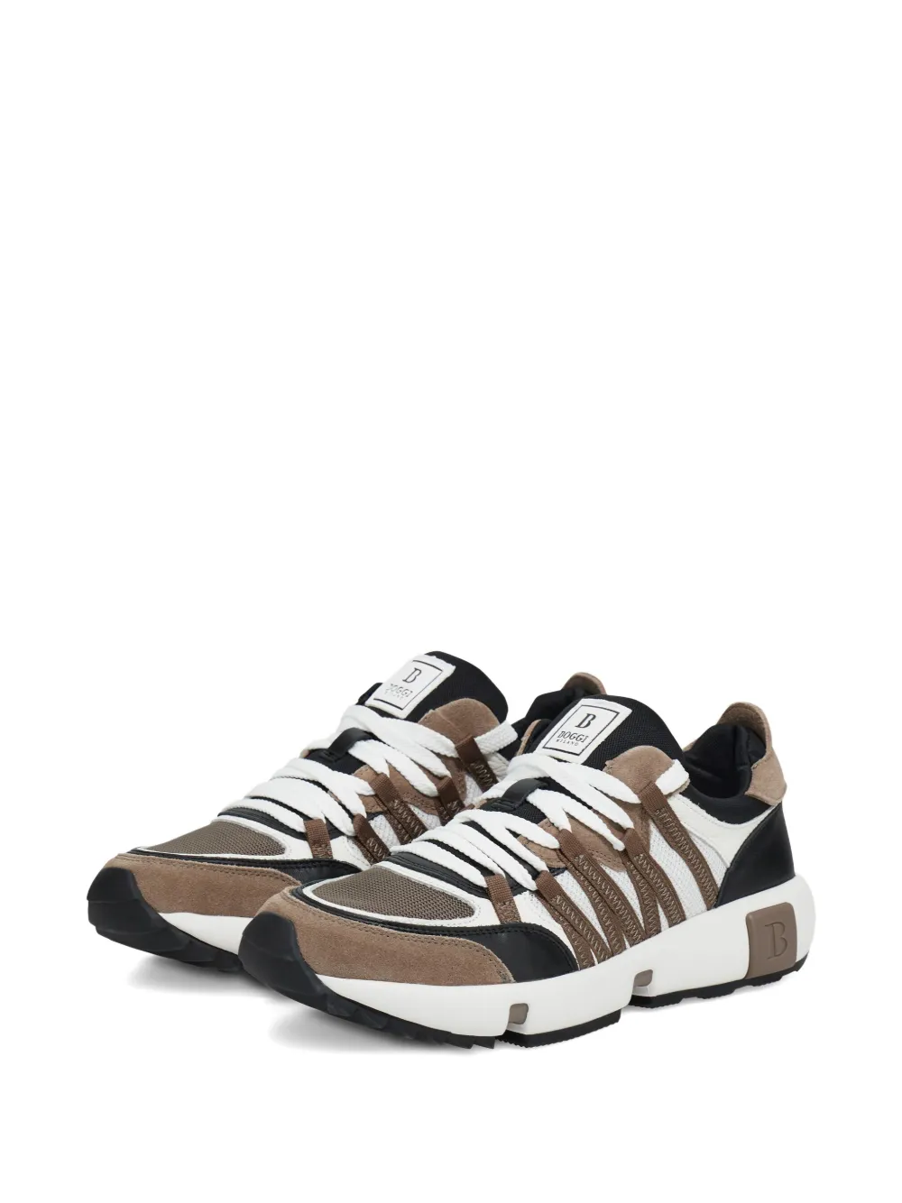 Boggi Milano suede leather panel sneakers White