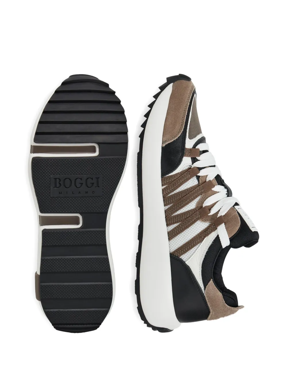 Boggi Milano suede leather panel sneakers White