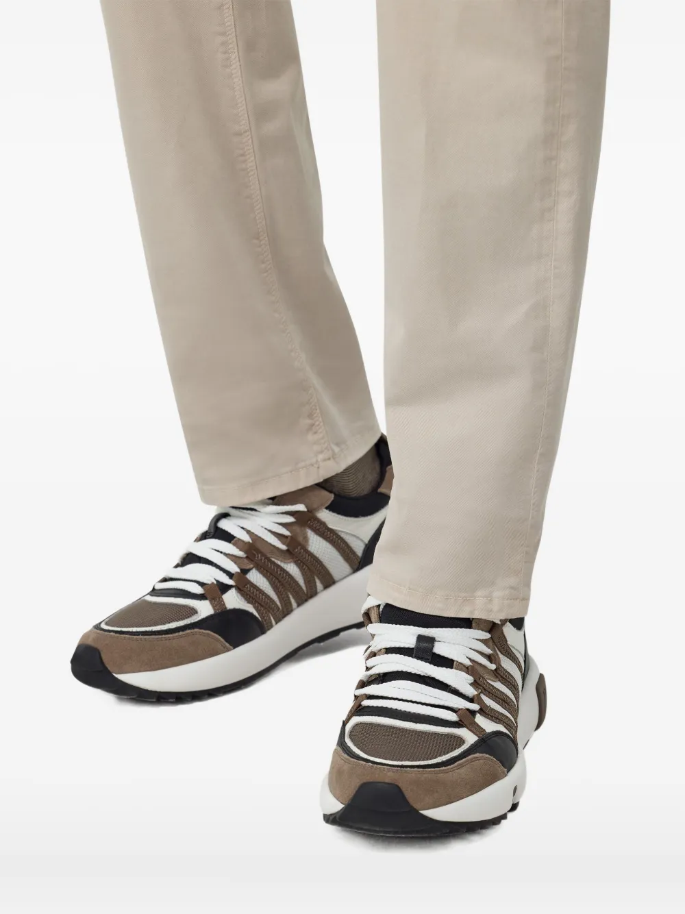Boggi Milano suede leather panel sneakers White