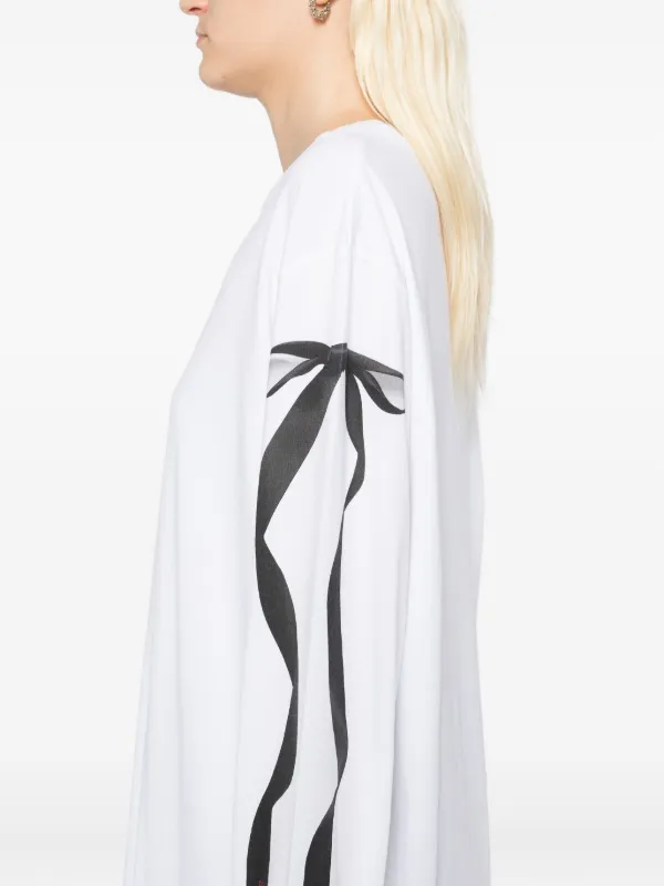 Simone Rocha ribbon-printed T-shirt | White | FARFETCH