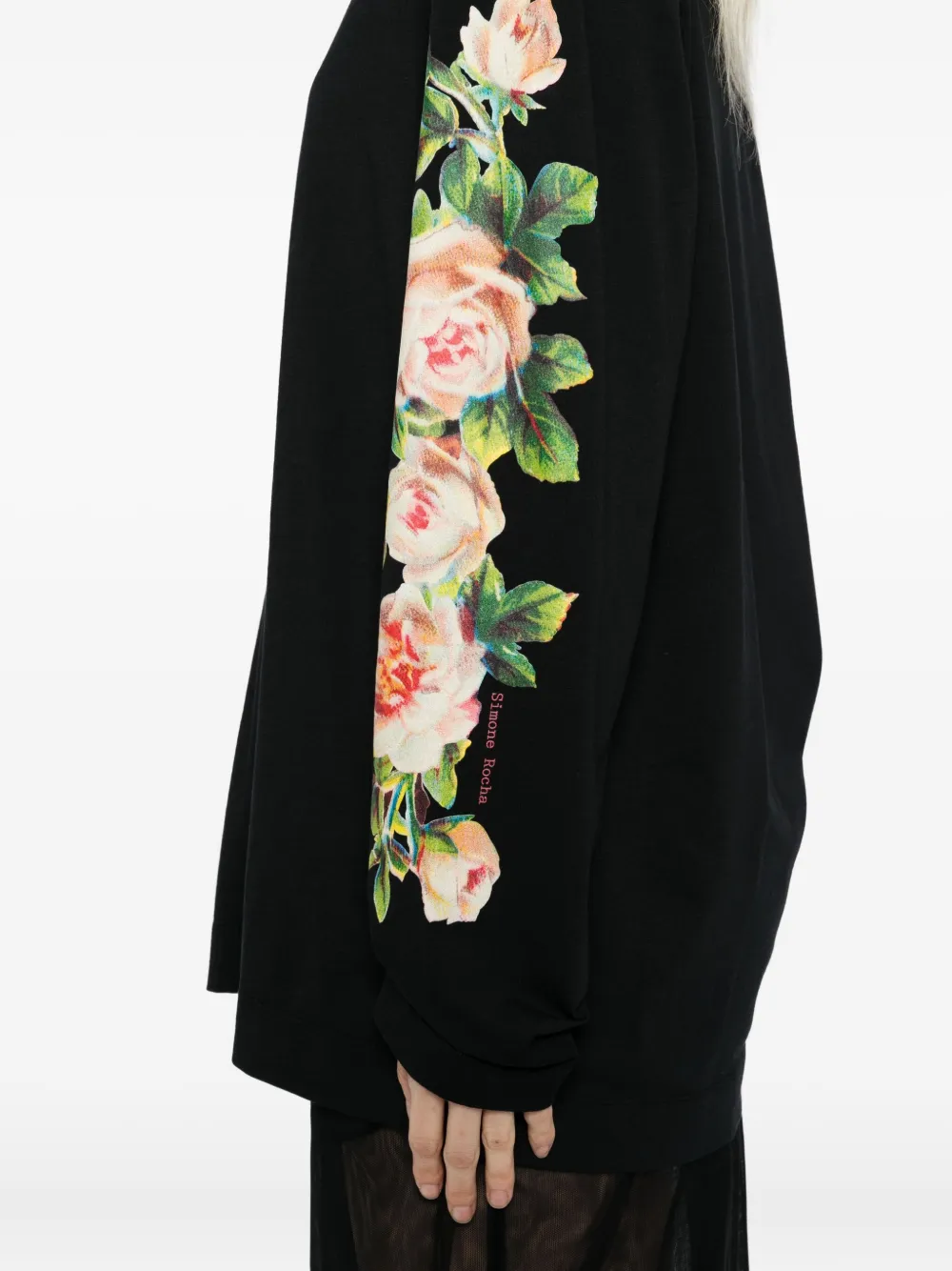 Simone Rocha T-shirt met bloemenprint Zwart