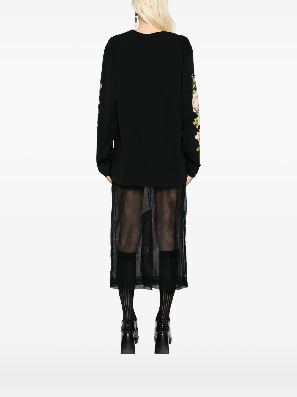 Simone Rocha T-shirt met bloemenprint Zwart