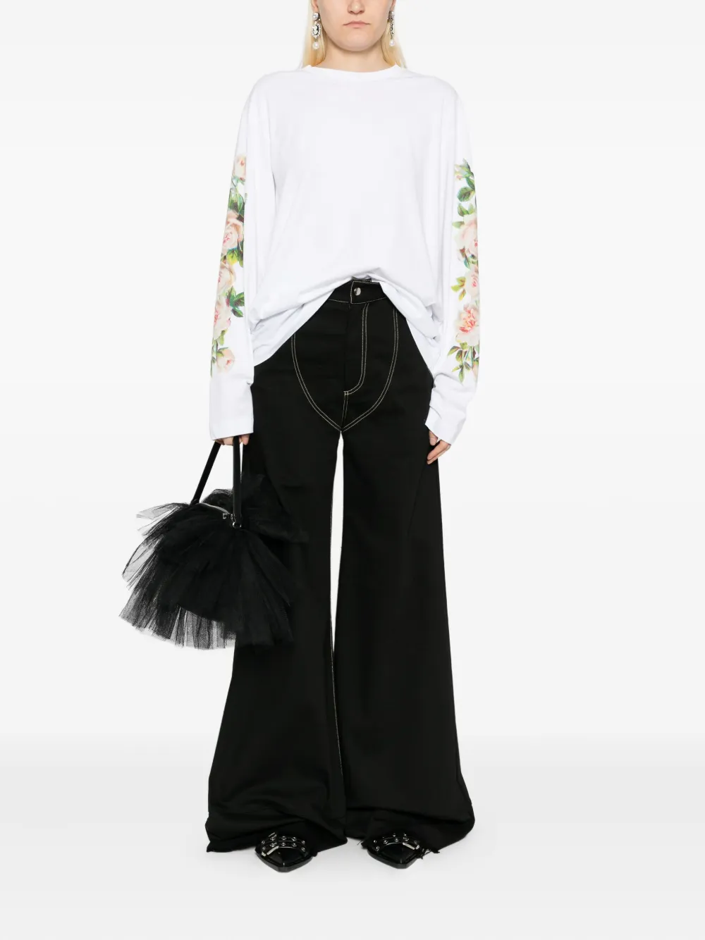 Simone Rocha T-shirt met bloemenprint Wit