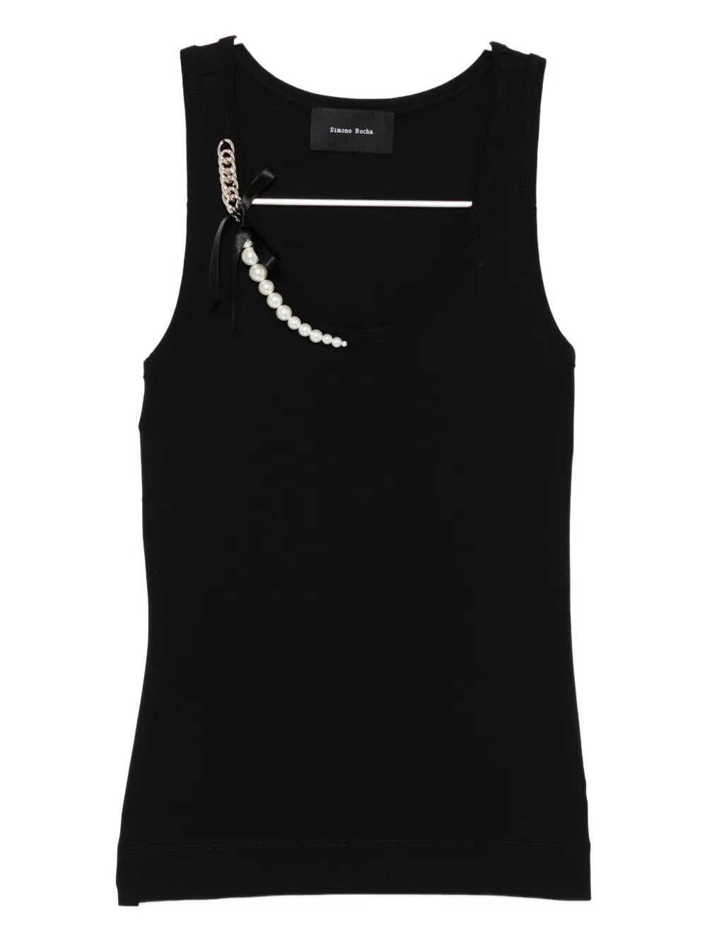 Simone Rocha Tanktop met parel en ketting Zwart