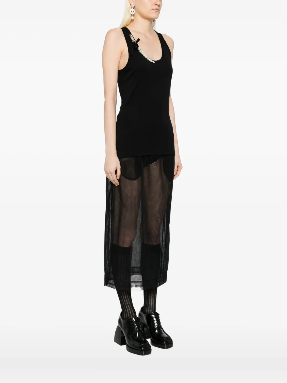 Simone Rocha Tanktop met parel en ketting Zwart