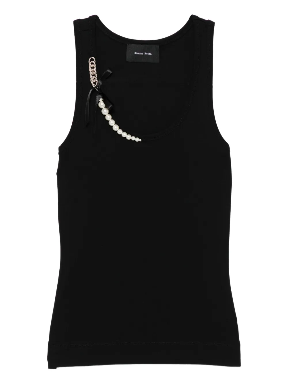 Simone Rocha Tanktop met parel en ketting Zwart