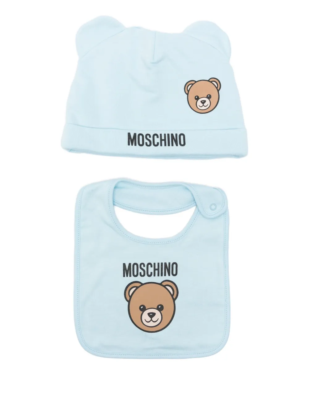 Moschino Kids teddy bear-print hat set Blauw