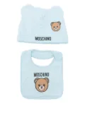 Moschino Kids teddy bear-print hat set - Blue