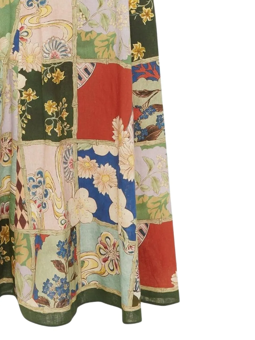 ALEMAIS Bianca midi-jurk met patchwork - Groen