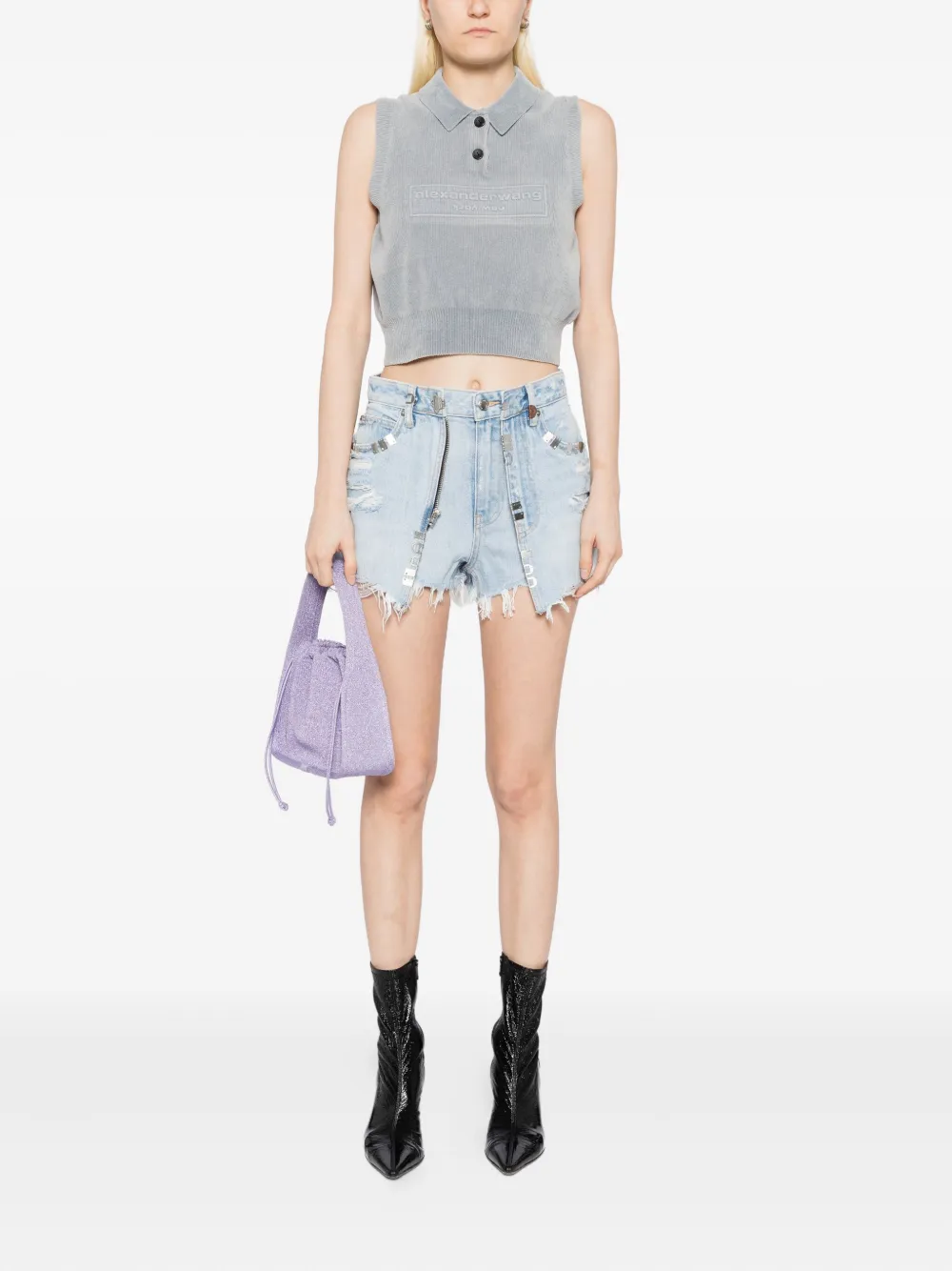 Alexander Wang embroidered-logo vest Grijs