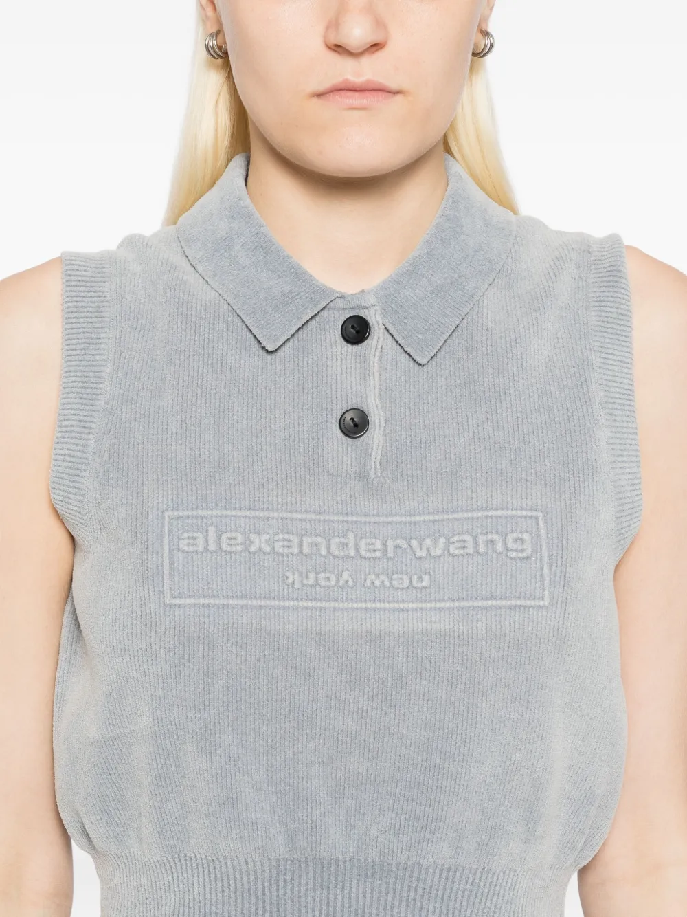 Alexander Wang embroidered-logo vest Grijs
